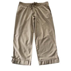 Old Navy Women’s Pants Cropped Stretch Just Below Waist Beige/Tan Linen Size 10